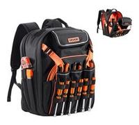 VEVOR Sac à Dos à Outils Capacité 22,7kg Avec 45 Poches Robuste et Durable et Accès Facile Noir et Orange