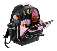 VEVOR Sac à Dos à Outils, Charge 31,75 kg, Sac à Outils, 33x20x49 cm, avec 56 Poches, Compartiment Ordinateur Portable, Base, Organisateur à Outil Robuste pour Chantier, Électricien, Réparateur CVC