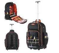VEVOR Sac à Dos à Roulettes, Charge 50 kg, Sac à Outils, 45 x 27,5 x 56 cm, avec 72 Poches, Poignée Télescopique, Base Stable, Organisateur à Outils Robuste, pour Électriciens, Plombiers, Mécaniciens