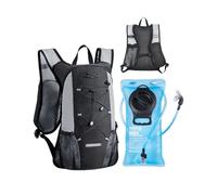 VEVOR Sac à Dos d'hydratation, 8 L, Sac à Dos de randonnée léger pour Hommes et Femmes, avec Poche à Eau en TPU 2 L, pour randonnée, Course à Pied, Cyclisme, Camping et Marathon, Noir et Gris argenté