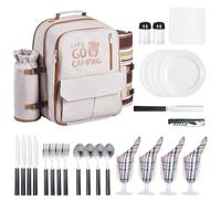 VEVOR Sac à Dos Pique-nique avec Compartiment Isotherme pour 4 Personnes Gris