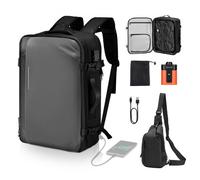 VEVOR Sac à Dos Voyage Sous Vide, 65 L, Sac à Dos à Compression Sous Vide Extensible, avec Pompe, Serrure Homologuée TSA, Plusieurs Compartiments, Bretelles Rembourrées, pour Voyages d'Affaires, Gris