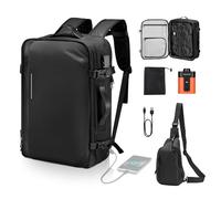 VEVOR Sac à Dos Voyage sous Vide, 65 L, Sac à Dos à Compression sous Vide Extensible, avec Pompe, Serrure Homologuée TSA, Plusieurs Compartiments, Bretelles Rembourrées, pour Voyages d'affaires, Noir