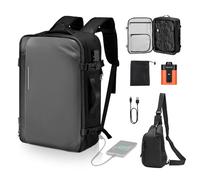 VEVOR Sac à Dos Voyage Sous Vide, 65 L, Sac à Dos à Compression Sous Vide Extensible, avec Pompe, Serrure Homologuée TSA, Plusieurs Compartiments, Bretelles Rembourrées, pour Voyages d'Affaires, Gris