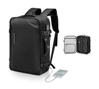 VEVOR Sac à Dos Voyage sous Vide, 65 L, Sac à Dos à Compression sous Vide Extensible, avec Serrure Homologuée TSA, Plusieurs Compartiments, Bretelles Rembourrées, Résistant à Eau, sans Pompe, Noir