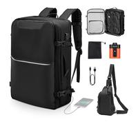 VEVOR Sac à Dos Voyage Sous Vide, 80 L, Sac à Dos à Compression Sous Vide Extensible, avec Pompe, Serrure Homologuée TSA, Plusieurs Compartiments, Bretelles Rembourrées, pour Voyages d'Affaires, Noir