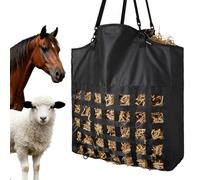 VEVOR Sac à Foin Cheval 55x18,5x64 cm Sac à Foin Filet Maille 4,6x4,6 cm pour Alimentation Lente Chevaux Chèvres Alpagas, avec Sangles Nylon Renforcées et Tissu Oxford Enduit PVC Crochets Métalliques