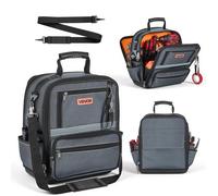 VEVOR Sac à Outils 335 mm, Sac de Rangement d'Outils à 34 Poches, Portable et Grande Capacité, pour Bricolage, Chantier et Atelier, Base Rigide en Plastique, Fermeture Éclair, Bandoulière Réglable