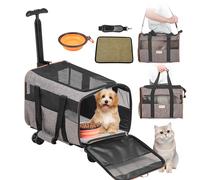 VEVOR Sac à roulettes pour chat et chien – 9,9 kg, poignée télescopique, bandoulière – Gris