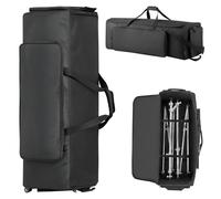 VEVOR Sac à Roulettes pour Accessoires de Batterie, 1680D, Housse de Transport pour Matériel de Batterie et Support, avec Poignée, Fermeture Éclair Résistante, Roulettes PVC, Multiples Poches, Noir