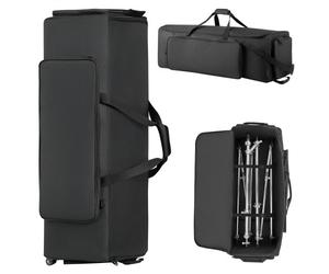 VEVOR Sac à Roulettes pour Accessoires de Batterie, 1680D, Housse de Transport pour Matériel de Batterie et Support, avec Poignée, Fermeture Éclair Résistante, Roulettes PVC, Multiples Poches, Noir