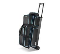 VEVOR Sac de Bowling à 2 roulettes, Valise de Transport pour 3 Boules, avec Compartiment pour Chaussures, Poche pour Accessoires Surdimensionnée et Poignée Rétractable Extensible, Noir et Bleu