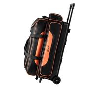 VEVOR Sac de Bowling à 2 Roulettes Valise de Transport pour 3 Boules Voyage, pour Matériel, Compartiment Séparé à Chaussures, Sac Fourre Tout avec Multiples Poches, Poignée Télescopique, Noir Orange