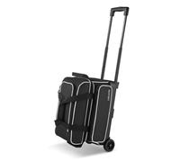 VEVOR Sac de Bowling à roulettes, Valise de Transport pour 2 Boules, avec Compartiment pour Chaussures, Poche pour Accessoires Surdimensionnée et Poignée Rétractable Extensible, Noir et Blanc
