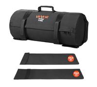 VEVOR Sac de Sable Musculation Réglable 11-34 kg, Sac de Sport Fitness Vide Non Rempli, en Nylon et PU, avec Poignées Solides, Matériel d’Entraînement pour Crossfit Exercices à Domicile Gym, Noir