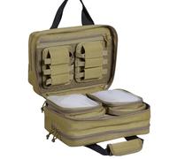 VEVOR Sac de Tir pour 2 Pistolets, Étui Souple pour Chasse avec 2 Sacs à Pistolet Amovibles Intégrés et 6 Chargeurs Détachables, Sacoche Tactique Verrouillable, pour Ranger Armes de Poing, Marron