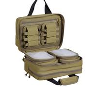 VEVOR Sac de Tir pour 2 Pistolets, Étui Souple pour Chasse avec 2 Sacs à Pistolet Amovibles Intégrés et 6 Chargeurs Détachables, Sacoche Tactique Verrouillable, pour Ranger Armes de Poing, Marron