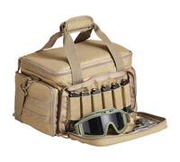 VEVOR Sac de tir pour 4 Pistolets, Sac de tir Tactique avec 3 cloisons Amovibles et 6 chargeurs, Sac d'arme de Poing pour la Chasse en Plein air, avec bandoulière Unique, 37 x 26 x 23 cm, Marron
