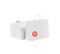 VEVOR Sac Cadeau Papier Kraft avec Poignées Lot de 100 406 x 152 x 308 mm Blanc