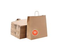VEVOR Sac Cadeau Papier Kraft avec Poignées Lot de 100 457 x 178 x 483 mm Marron