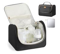 VEVOR Sac pour Tire-lait M5/M6 Sac de Conservation de Lait Maternel Portable avec Poches Isothermes, Tapis Imperméable, Étui de Transport pour Stockage de Biberons de Lait, Travail, Voyages, Noir