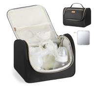VEVOR Sac pour Tire-lait M5/M6 Sac de Conservation de Lait Maternel Portable avec Poches Isothermes, Tapis Imperméable, Étui de Transport pour Stockage de Biberons de Lait, Travail, Voyages, Noir
