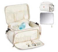 VEVOR Sac pour Tire-Lait S1/S2 Sac de Rangement Lait Maternel Portable avec Bandoulière, Tapis Imperméable, Étui de Transport pour Stockage Maintien Température Biberons Lait, Travail, Voyages, Beige
