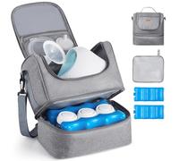 VEVOR Sac pour Tire-lait S1/S2 Sac Isotherme Conservation Lait Maternel Portable avec Pain de Glace, Bandoulière, Tapis Imperméable, Étui Transport pour Stockage Biberons Lait, Travail, Voyages, Gris