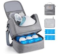 VEVOR Sac pour Tire-lait S1/S2 Sac Isotherme Conservation Lait Maternel Portable avec Pain de Glace, Bandoulière, Tapis Imperméable, Étui Transport pour Stockage Biberons Lait, Travail, Voyages, Gris