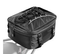 VEVOR Sacoche arrière de moto extensible 22-34 L, sac de selle moto avec housse de pluie imperméable, sac à dos de rangement pour bagages multifonctionnel avec sangles, poche et cordon élastique, noir