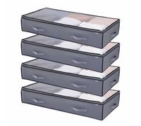 VEVOR Sacs de Rangement sous Lit 4 Pièces 90 L, Organisateur de Chaussures sous le Lit avec Couvercles Transparents, Boîte de Rangement pour Vêtements, Couvertures, Chambre à Coucher, Maison, Gris