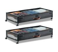 VEVOR Sacs de Rangement sous Lit avec Roulettes, Organisateur de Chaussures sous le Lit 2 Pièces de 91,5 x 46 x 18,5 cm, avec Couvercle Transparent, pour Vêtements, Couvertures, Chambre à Coucher