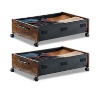 VEVOR Sacs de Rangement sous Lit avec Roulettes Verrouillables, Organisateur de Chaussures sous le Lit 2 Pièces de 65 x 46 x 18 cm, Boîte de Rangement pour Vêtements, Couvertures, Chambre à Coucher