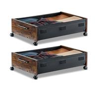 VEVOR Sacs de Rangement sous Lit avec Roulettes Verrouillables, Organisateur de Chaussures sous le Lit 2 Pièces de 65 x 46 x 18 cm, Boîte de Rangement pour Vêtements, Couvertures, Chambre à Coucher