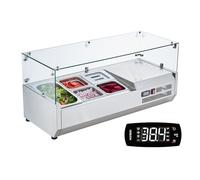 VEVOR Saladette Réfrigérée à Poser 140 W, Vitrine Réfrigérée pour Pizzeria, avec 1 1/3 Casseroles et 4 1/6 Casseroles, Corps en Inox 304 et Couvercle en PC, pour Préparation de Sandwich Ingrédients