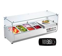 VEVOR Saladette Réfrigérée à Poser 140 W, Vitrine Réfrigérée pour Pizzeria, avec 2 1/3 Casseroles et 4 1/6 Casseroles, Corps en Inox 304 et Couvercle en PC, pour Préparation de Sandwich Ingrédients
