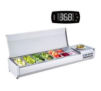 VEVOR Saladette Réfrigérée à Poser 165 W, Vitrine Réfrigérée pour Pizzeria, avec 5 1/3 Casserole et 4 1/6 Casseroles, Corps en Inox 304, Couvercle en PC, Protection en Inox, pour Ingrédients Cuisine