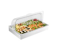 VEVOR Saladette Réfrigérée à Poser avec 1 Plateau de Service en Acier Inoxydable, Vitrine Réfrigérée Comptoir avec Couvercle Transparent et 3 Bacs à Glaçons, pour Restaurant Hôtel Cuisine Fête