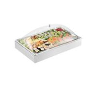 VEVOR Saladette Réfrigérée à Poser avec 1 Plateau de Service en Acier Inoxydable, Vitrine Réfrigérée Comptoir avec Couvercle en Arc Transparent et 3 Bacs à Glaçons, pour Restaurant Hôtel Cuisine Fête