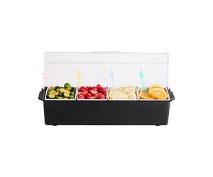 VEVOR Saladette Réfrigérée à Poser avec 4 Bacs et Couvercles, Vitrine Réfrigérée pour Pizzeria Refroidi par Glace, Facile à Nettoyer, Station pour Ingrédients, Fruits, Salades, Cuisine, Restaurant