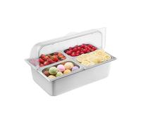 VEVOR Saladette Réfrigérée à Poser avec 4 Plateaux de Service en Acier Inoxydable, Vitrine Réfrigérée Comptoir avec Couvercles Transparents et 3 Bacs à Glaçons, pour Restaurant Hôtel Cuisine Fête