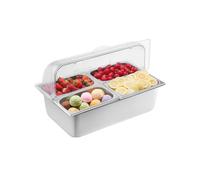 VEVOR Saladette Réfrigérée à Poser avec 4 Plateaux de Service en Acier Inoxydable, Vitrine Réfrigérée Comptoir avec Couvercles Transparents et 3 Bacs à Glaçons, pour Restaurant Hôtel Cuisine Fête