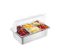 VEVOR Saladette Réfrigérée à Poser avec 5 Plateaux de Service en Acier Inoxydable, Vitrine Réfrigérée Comptoir avec Couvercles Transparents et 3 Bacs à Glaçons, pour Restaurant Hôtel Cuisine Fête