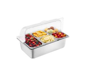 VEVOR Saladette Réfrigérée à Poser avec 5 Plateaux de Service en Acier Inoxydable, Vitrine Réfrigérée Comptoir avec Couvercles Transparents et 3 Bacs à Glaçons, pour Restaurant Hôtel Cuisine Fête