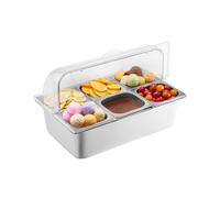 VEVOR Saladette Réfrigérée à Poser avec 6 Plateaux en Acier Inoxydable, Vitrine Réfrigérée Comptoir avec Couvercle Transparent et 3 Bacs à Glaçons, pour Buffert Restaurant Hôtel Cuisine Fête