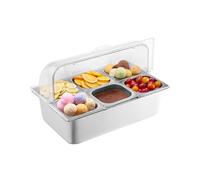 VEVOR Saladette Réfrigérée à Poser avec 6 Plateaux en Acier Inoxydable, Vitrine Réfrigérée Comptoir avec Couvercle Transparent et 3 Bacs à Glaçons, pour Buffert Restaurant Hôtel Cuisine Fête