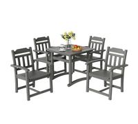 VEVOR Salon de Jardin Extérieur 5 Pièces Ensemble Table et Chaises de Jardin en Polystyrène Imperméable Capacité de Charge 150 kg Mobilier de Jardin pour Patio Terrasse Balcon Arrière-cour Gris Clair