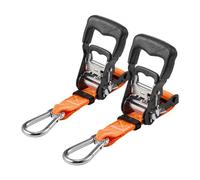 VEVOR Sangle à Cliquet 3,8 cm x 1,8 m Sangle d'Arrimage Lot de 2 Sangles de Chargement Fixation pour Déménagement Remorques Motos Kayaks Toit Voiture, avec Mousquetons Résistance à la Rupture 1100 kg