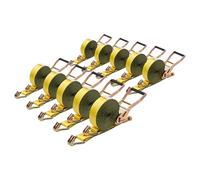 VEVOR Sangle à Cliquet 5 cm x 9 m Sangle d'Arrimage Lot de 10 Sangles de Chargement Fixation pour Déménagement Remorques Motos Kayaks Toit Voiture, avec Crochet Double J Résistance à Rupture 4536 kg