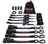 VEVOR Sangle à Cliquet Lot de 4 Sangles d'Arrimage Résistance à la Rupture Maximale 998 kg 0,025 x 4,6 m pour Sécuriser Cargaisons, Appareils Électroménagers, Équipement de Jardin, Motos, Déménagement